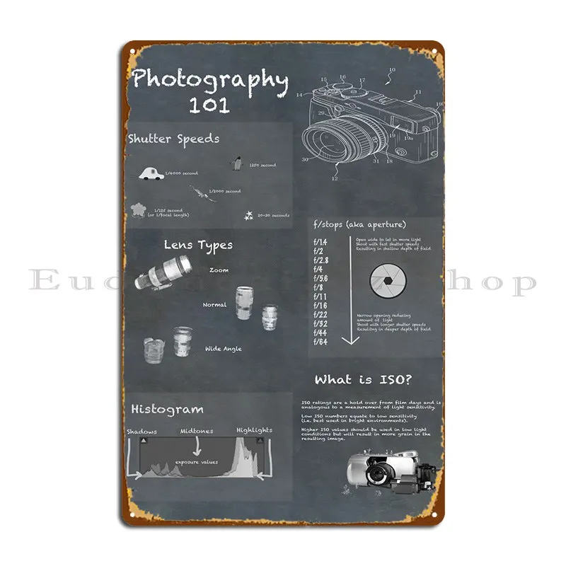

Photography 101 Metal Signs Garage Club Wall Mural Printing Wall Mural Tin Sign Poster