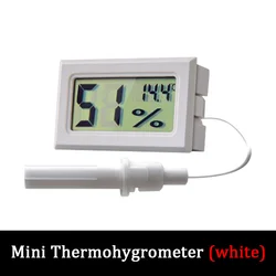 Digital Thermometer with Mini LCD Display and 1M Probe for Fridges, Freezers, and Aquariums (WHITE)