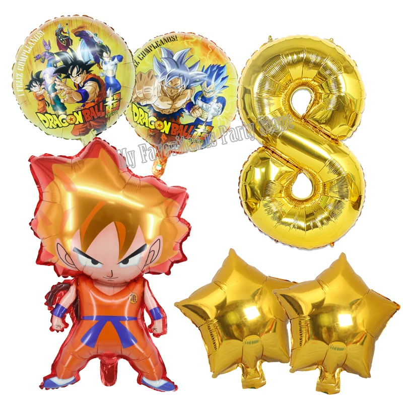 Globo de cumpleaños de Dragon Ball Boy, decoración de Son Goku, suministros de  fiesta de bebé, globos de números, dibujos animados de Anime, papel de  aluminio, globo de látex| | - AliExpress