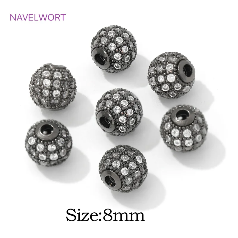 Runde Abstandsperlen aus 18 Karat vergoldetem Messing mit losen Zirkonperlen für die Schmuckherstellung, Trenner für Perlen, DIY-Armbandzubehör – Detail 34