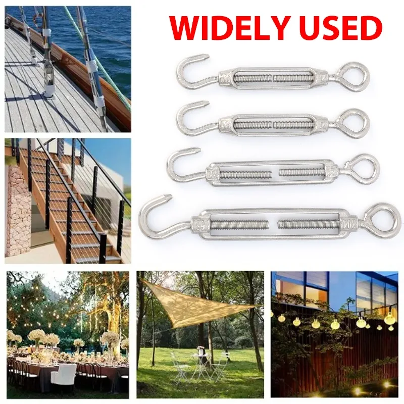 Turnbuckle Hooks 16-Pack 304 Stainless Steel Turnbuckles - M4/M5