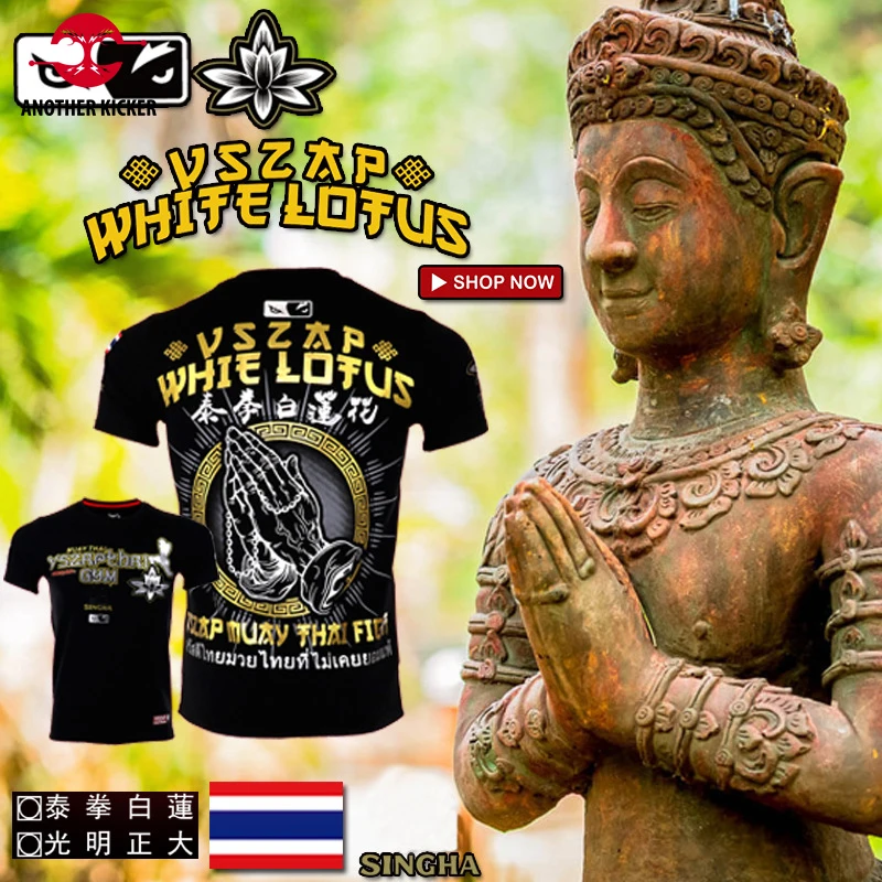Muay Thai Boxing T-Shirt Gym MMA Martial Arts Mens Cotton T-Shirt Kickboxer Karate Kickboxing Training Shirt Vszap