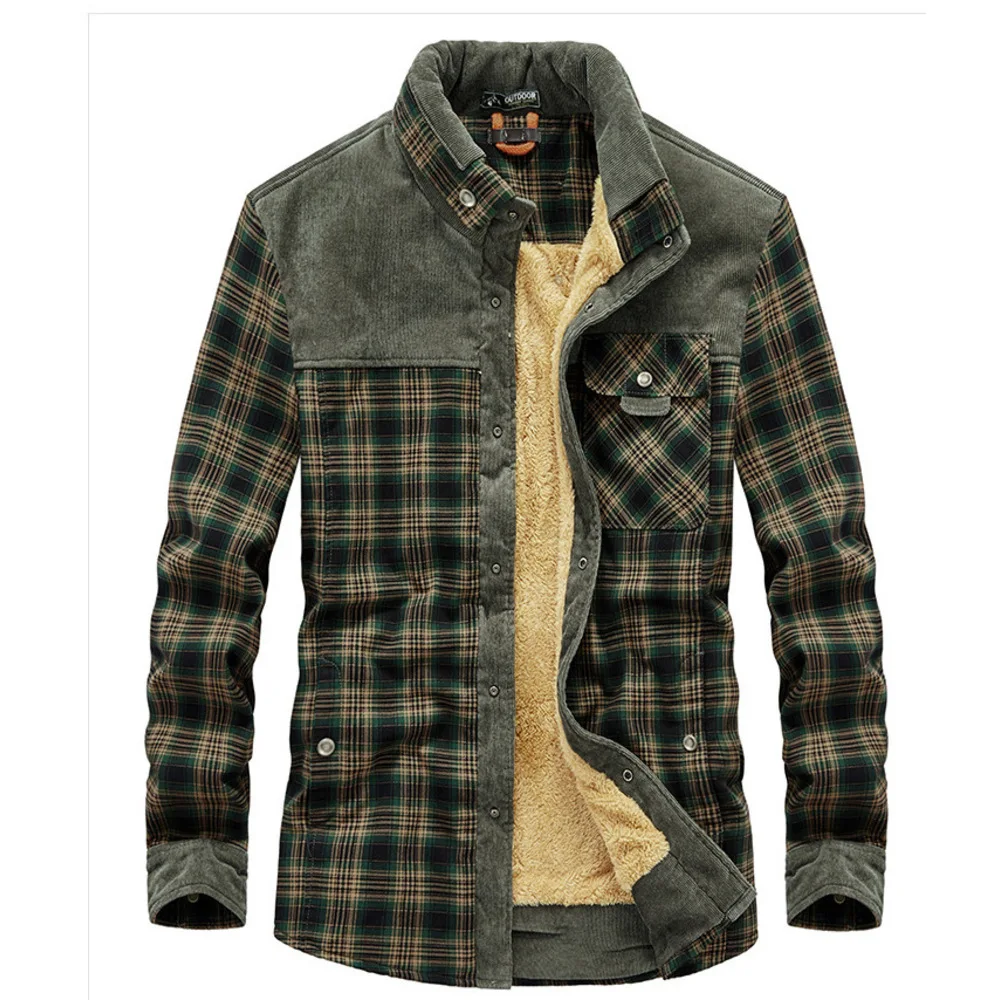 Neue Herbst-Winter-Hemden für Herren mit plüschigem, langärmeligem Plaid, verdickter und warmer Lamm-Kaschmir-Strickjacke, Herrenhemd_voghion.com