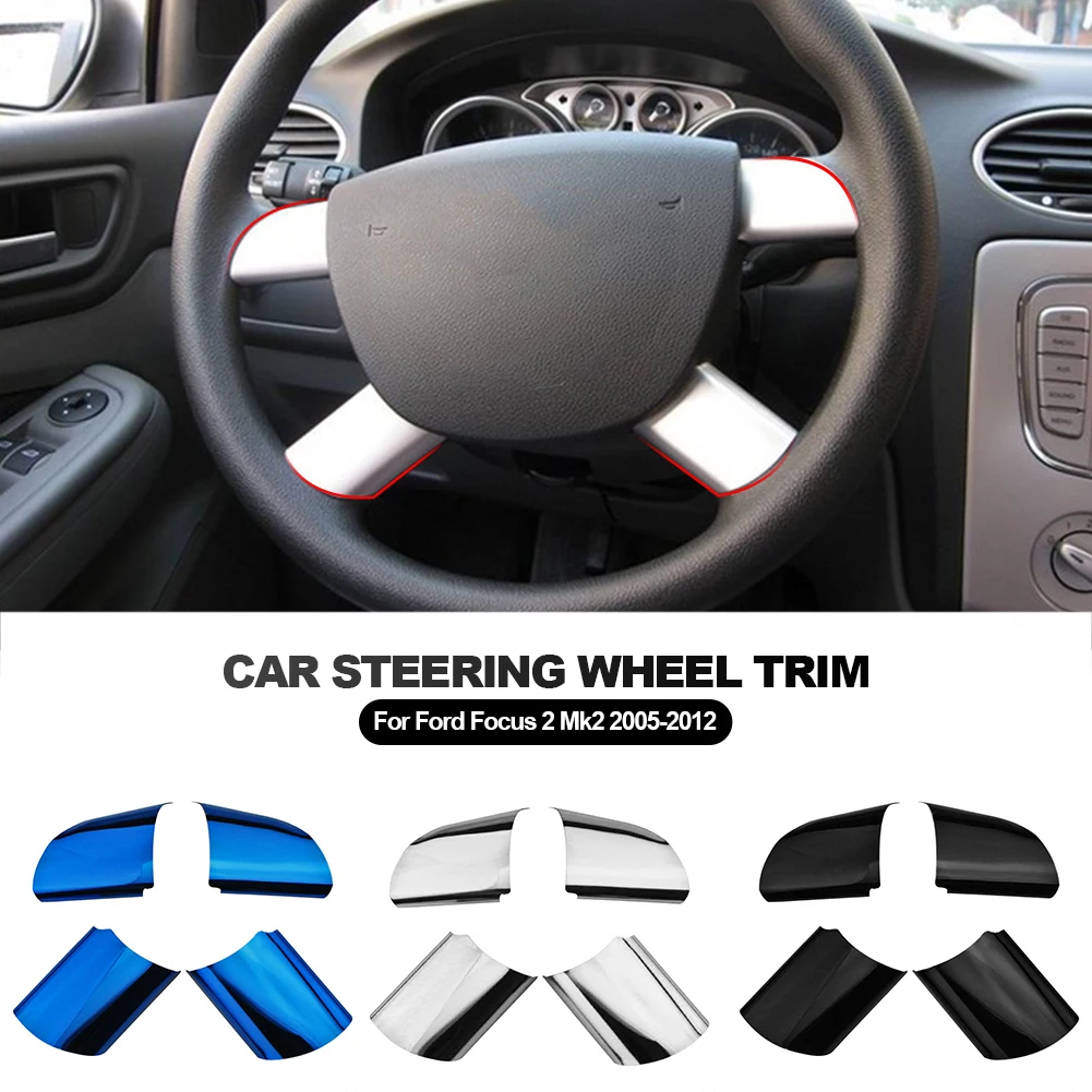 ZGDUGFU Accessori for Auto Fit for Ford Focus 2 MK2 2005-2011 Pulsanti del Volante Pannello di Copertura Trim Adesivi in ​​Fibra di Carbonio (Color : 3Pcs Style