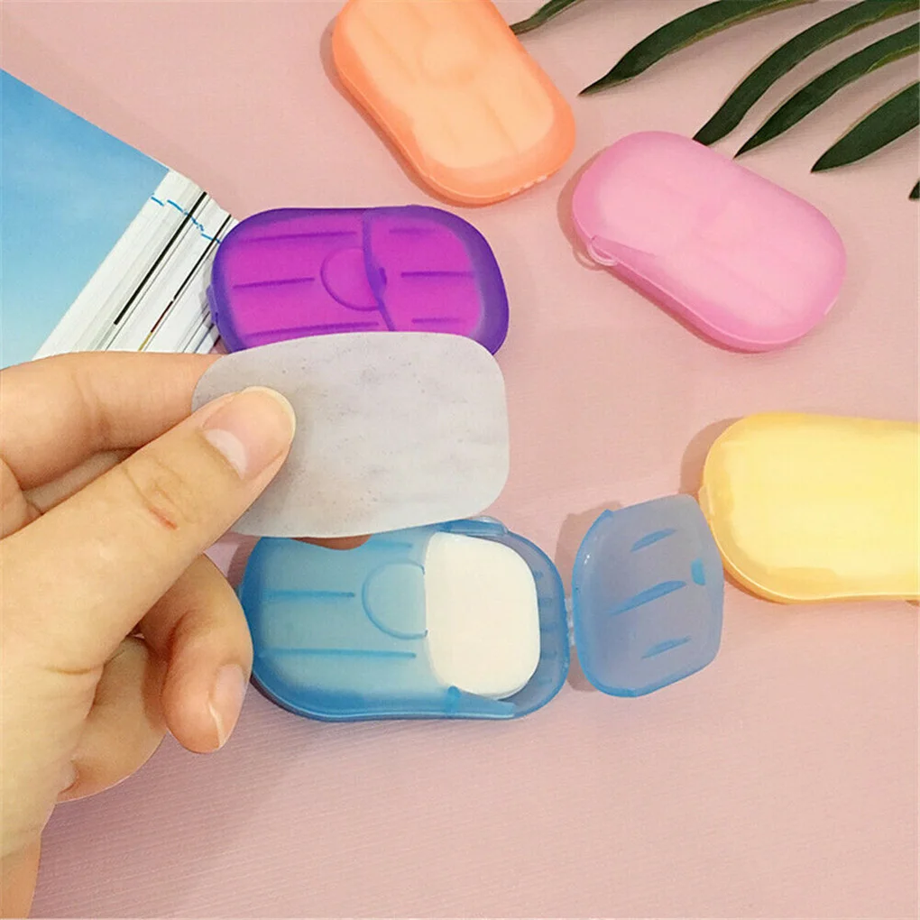 20/60/100PCS Bathroom Disposable Soap Paper Convenient Travel Soap Paper Washing Hand Bath Clean Scented Mini Paper Slice Soap