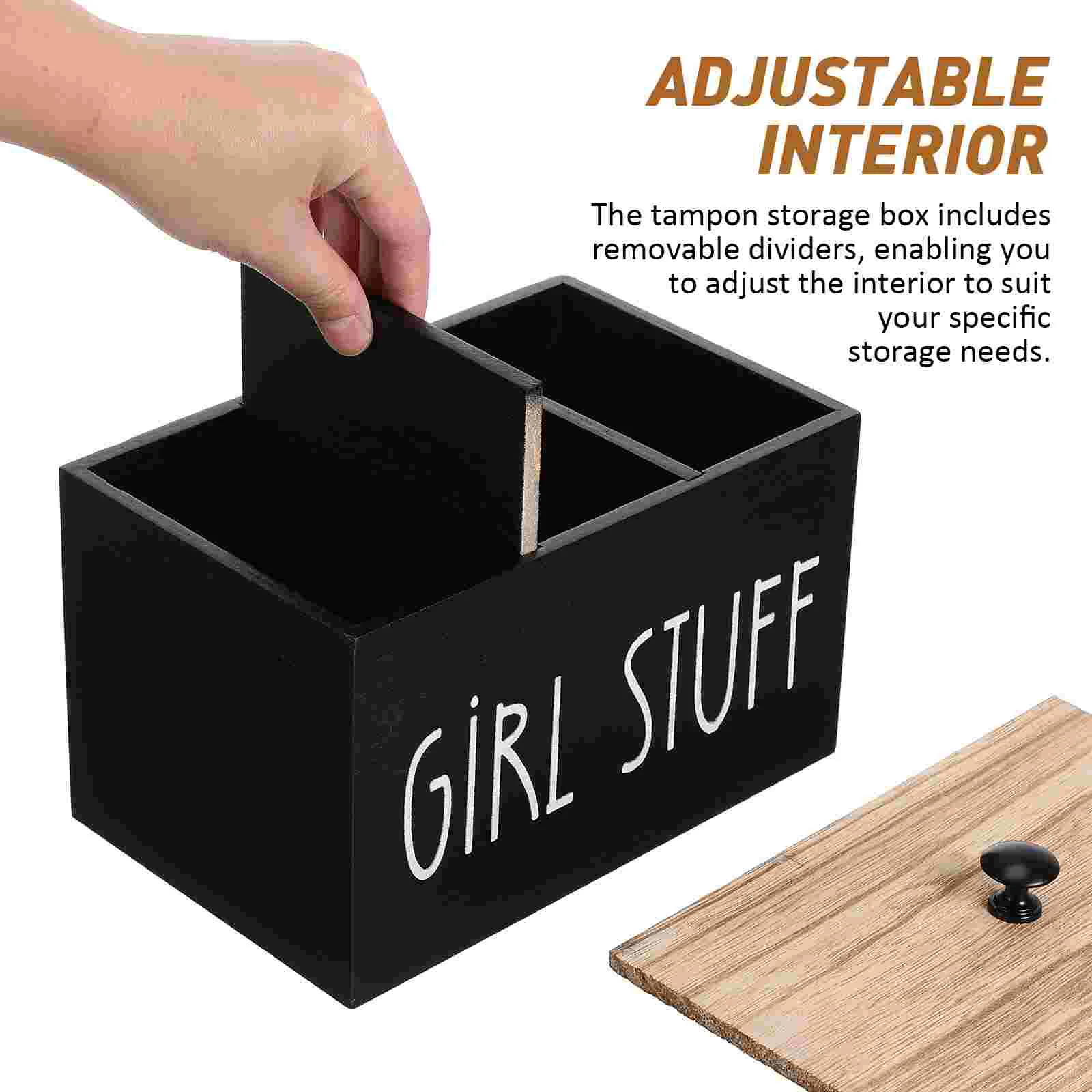 Wooden Tampon Holder Box Sanitary Napkin Storage Cotton Pads ganizer Feminine Product Case Bath Contain Shelves home storage box 4