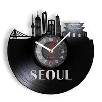 Seoul Architecture Wall Decor Home Decorative Wall Clock Handmade Seoul Vinyl Record Wall Clock South Korea Seoul Travel Gift 1