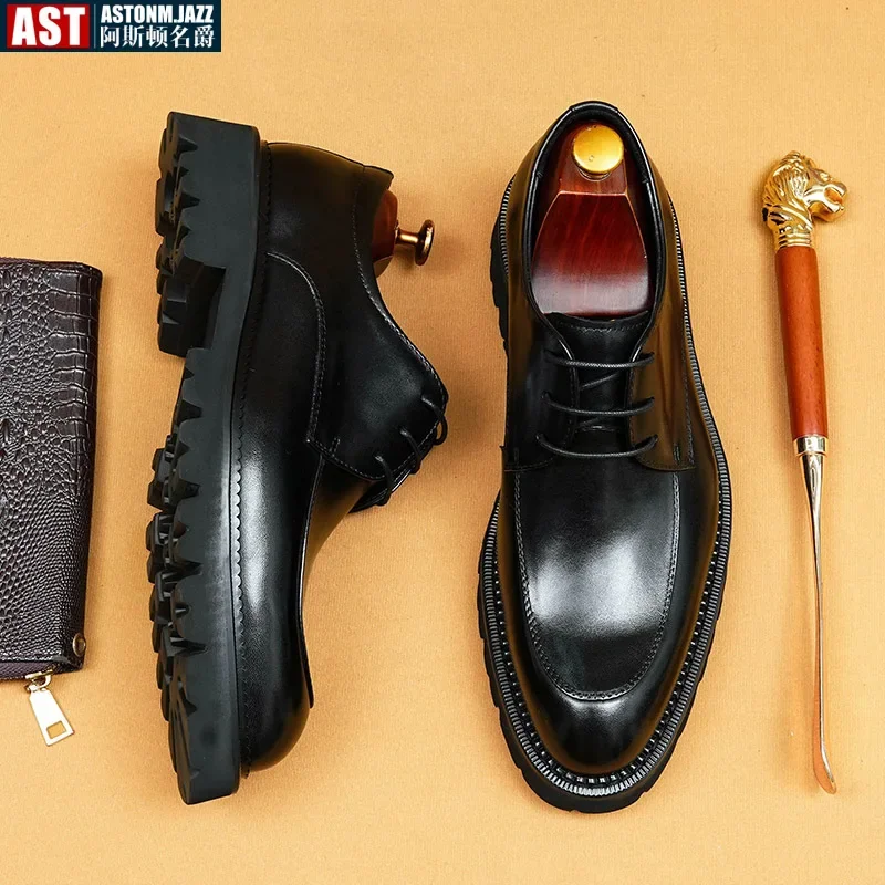 Luxury Mens Oxford Genuine Leather Shoes Black Brown Classic Shoes Brogue Lace Up Dress Wedding Office Business Men Formal