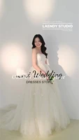 OLOEY Simple Sweetheart Korea A Line Wedding Dresses Photo Shoot Bow Ribbons Evening Dresses Customized Floor Length Bridal Gow 2