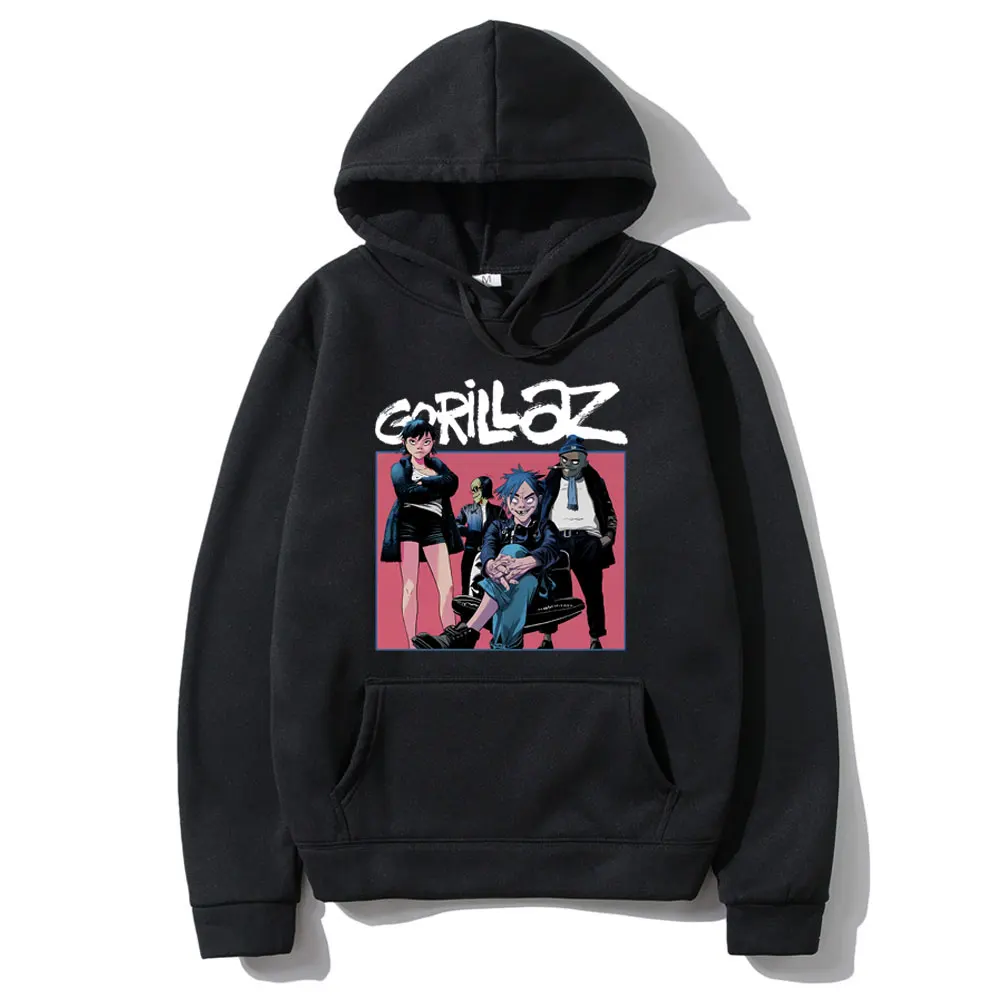 

British Virtual Bands Gorillaz Hoodie Autumn Winter Men Women Vintage Cartoon Style Sweatshirt Male Hip Hop Rock Gothic Hoodies