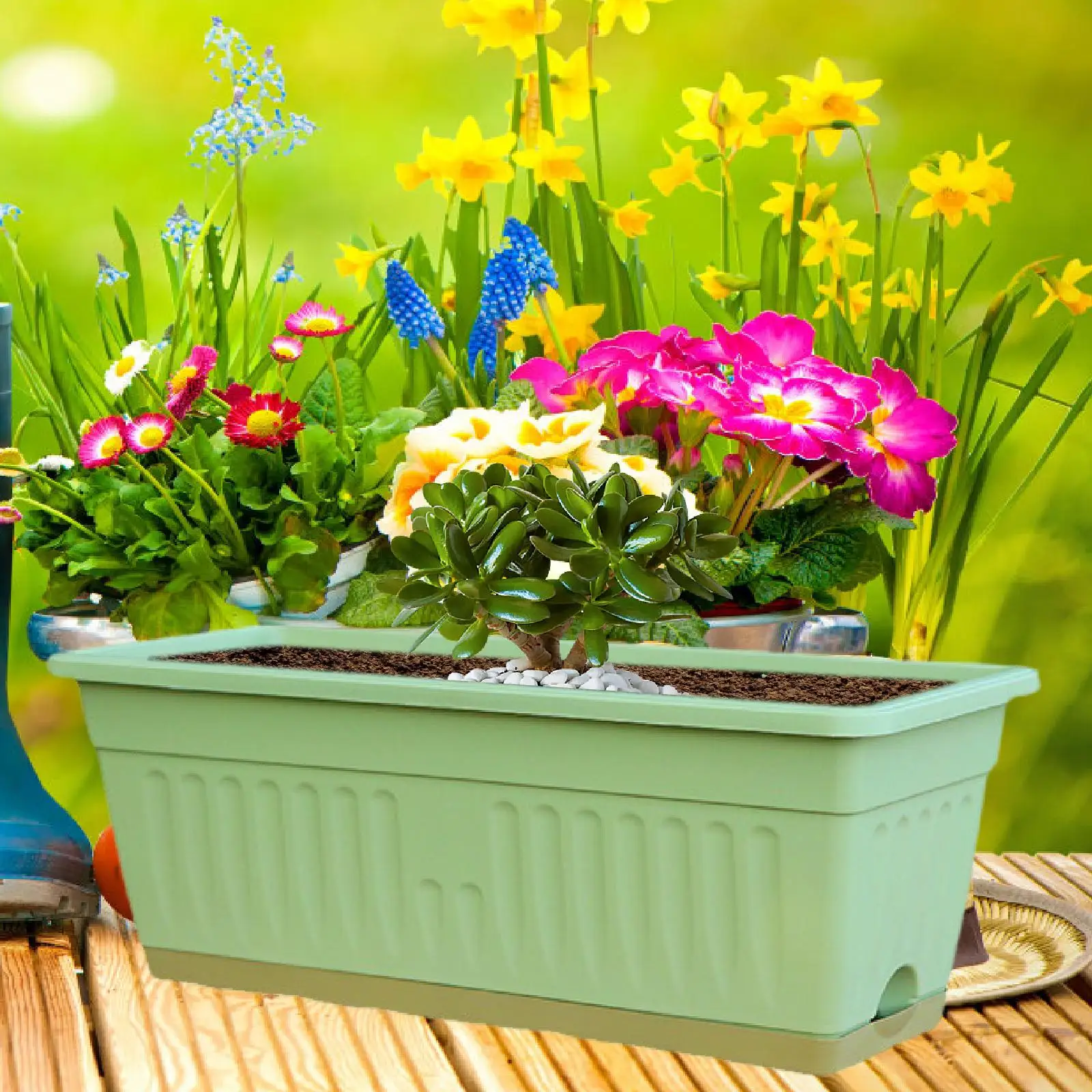 Flower Vegetable Pot Box Decorative Garden Flower Pot Rectangular Flower Pot Plastic Planting Pot Plant Container For Balcony_voghion.com