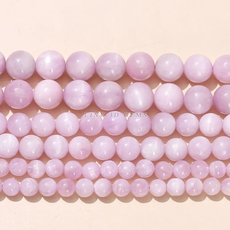 7A Natural Kunzite Purple Spodumene Stone Beads Round Loose Spacer Bead For Jewelry Making Findings Diy Bracelet Charm Accessory 3