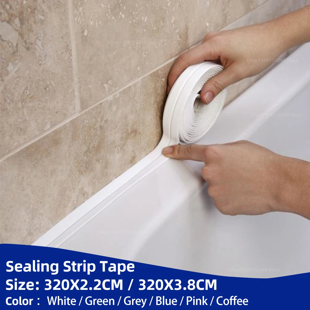 Bathroom Shower Sink Bath Sealing Tape Strip White PVC Self Adhesive ...