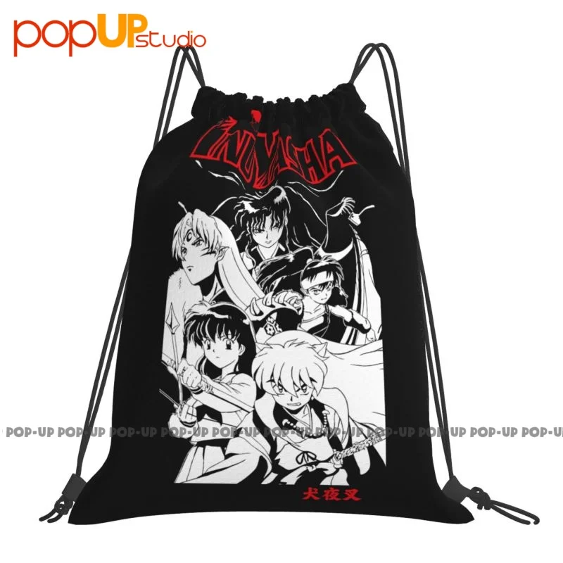 Inuyasha Kagome Shippo Sango Miroku Group Portrait Anime Borse Con Coulisse Borsa Da Palestra Creative Outdoor Running