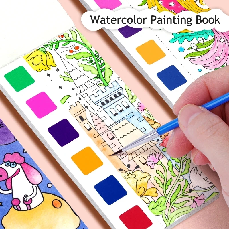 Watercolor Painting Book educational toys water drawing book drawing toy educational drawing toy water drawing books children painting book 12/20 Sheets for Kids