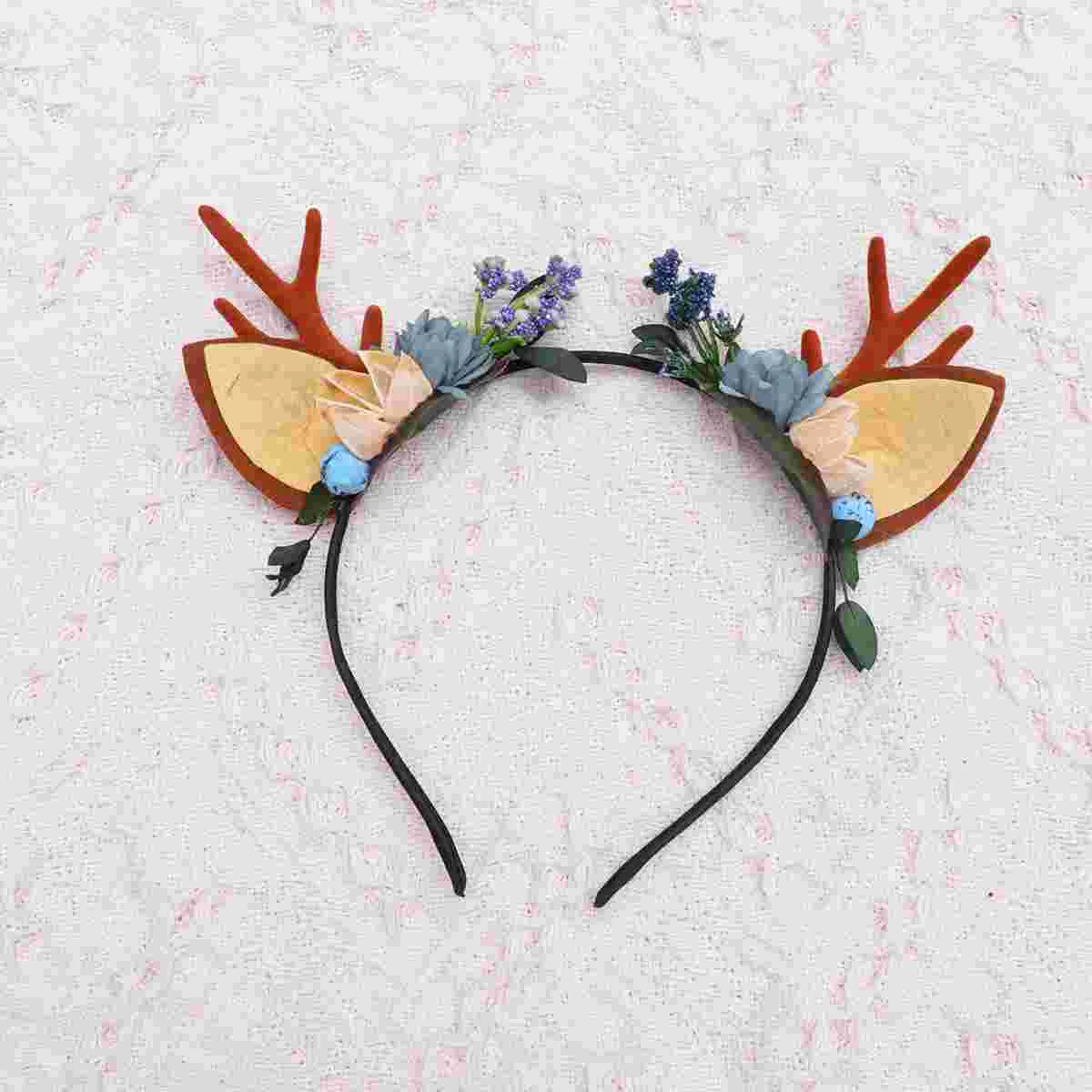 

The Photo Miss Floral Headbands Women Antler Hair Hoops Christmas Deer Hairband