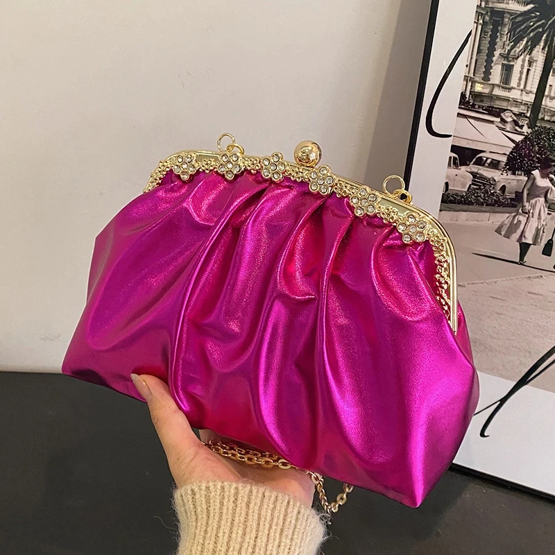 PU Evening Bag Soft Solid Clutch Women Elegant Bridal Handbag