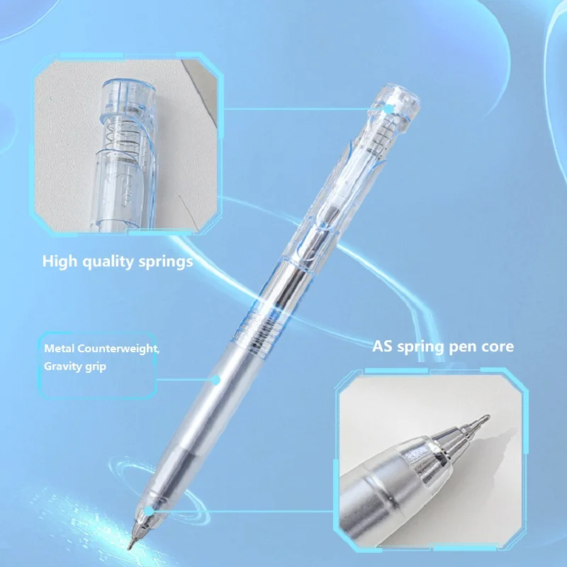 Planwith 2PC/Set Gel Pen Low Center of Gravity Press 0.5mm Black Neutral Pens Comfortable Grip of Silicone Pen Transparent Shell 2