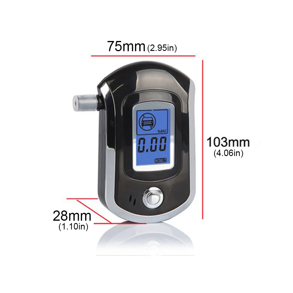 Mini Alcohol Breathalyzer High Accuracy Breath Alcohol Tester LCD Display Digital Meter Battery Powered for Personal Use