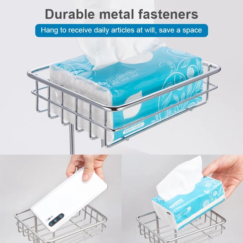 Bathroom Toilet Paper Holder Stainless Steel Paper Roll Rack Multifunctional Storage Shelf Holds Cell Phone Bathroom Accessories toilet paper holder