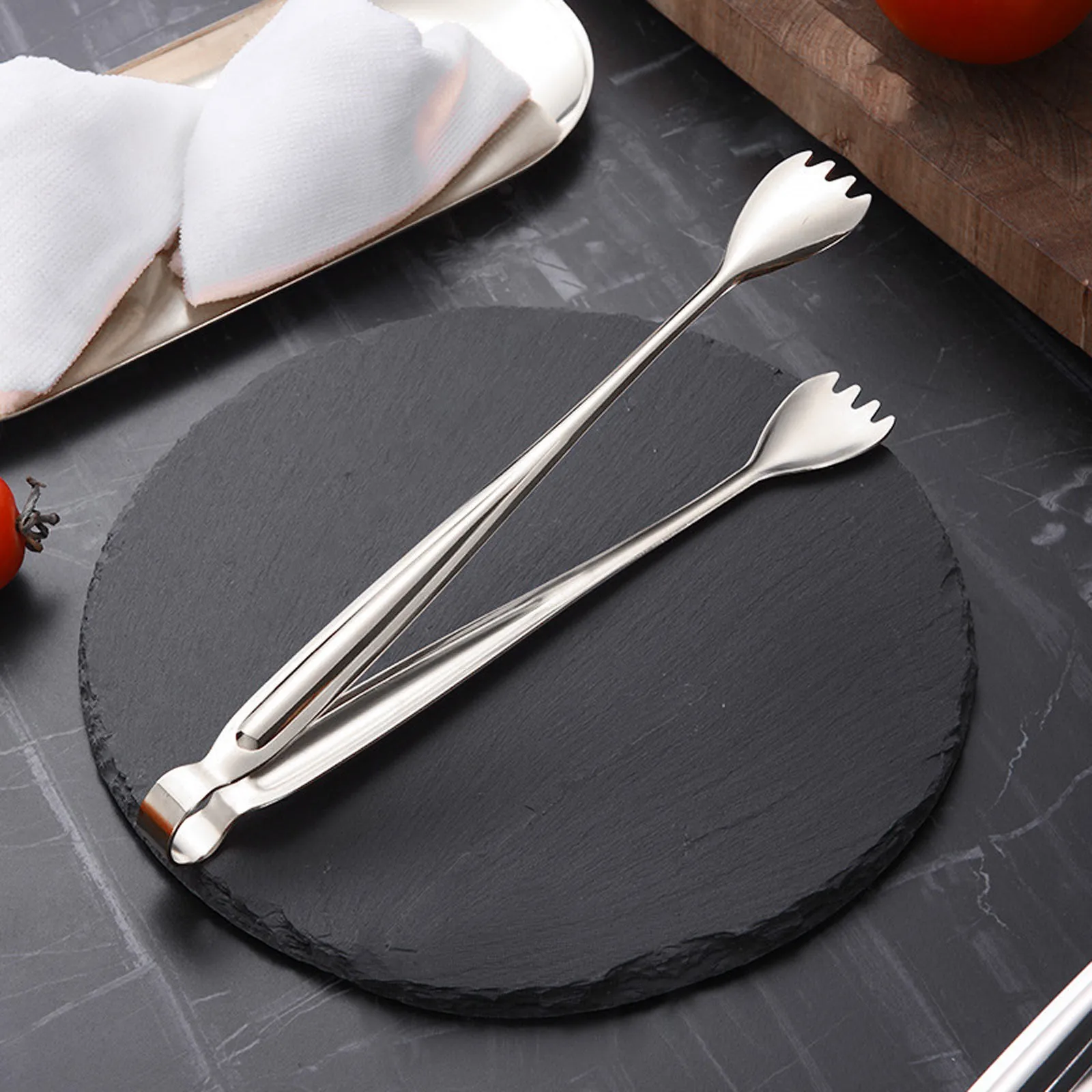 304 Stainless Steel Bread Clip Restaurant Towel Buffet Mini Serving Tongs Ice Sugar Clip Steak Barbecue Meat With Tooth food tongs