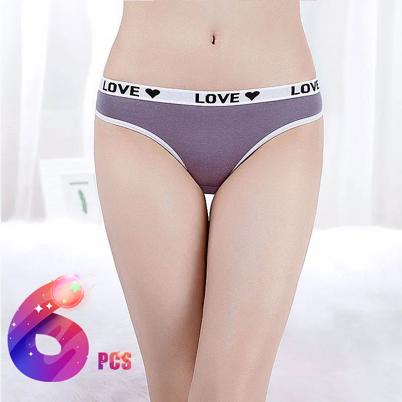 

CHRLEISURE 6 Pcs/pack Cute Woman's Panties Ladies Underwear Fashion Cotton Briefs High Quality Low Waist Female New Lingerie