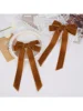 2PCS Velvet Hair Bows Brown Hair Ribbon Clips Big Fall Alligator Clips Hair Accessories for Women Girls Toddlers Kids Baby 4