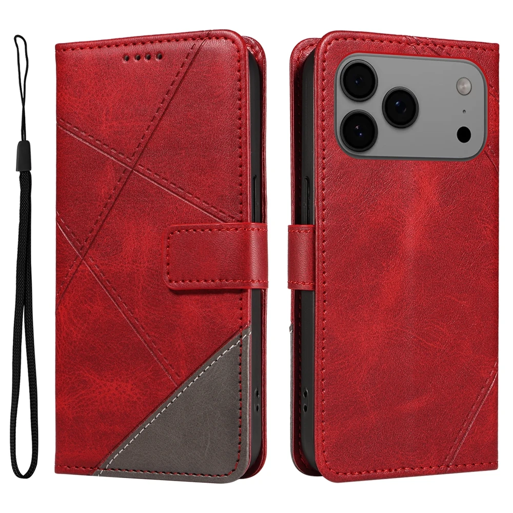 Magnetic Leather Wallet Phone Case with Grid Design