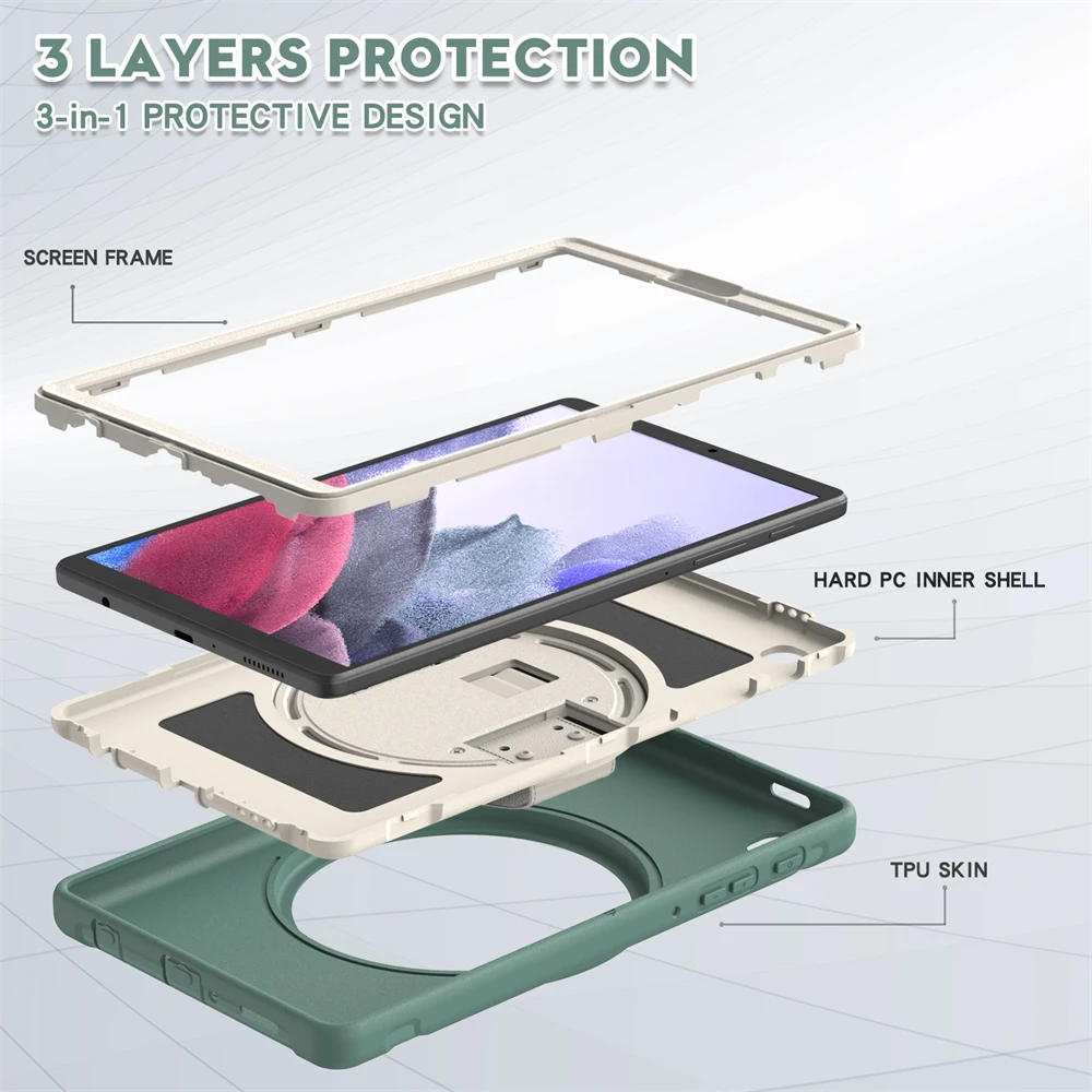 Tablet Case Samsung Tab A7 Lite 8.4 Inch Stand Wrist Strap Tpu Pc Shockproof Back Cover For Galaxy A8 10.5 Sm-t220_voghion.com