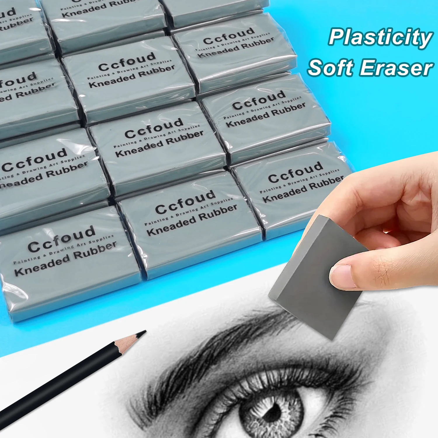 3/6/10/20/36pcs Plasticity Erasers Kneaded Rubber for Blend Highlight Shade Smooth Sketching Drawing for Adults