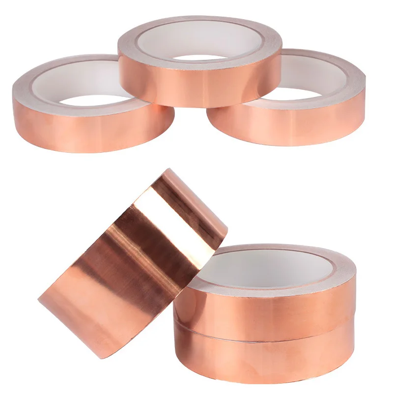 10 미터 양면 전도성 구리 호일 테이프 스트립 접착 EMI 차폐 내열 테이프 5mm 8mm 10mm 12mm 15mm 20mm 30mm