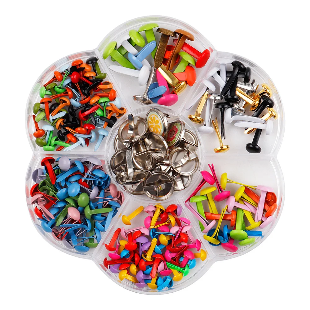 

1 коробка 6-12 мм смешанный металлический цветной двухногий набор для ногтей многофункциональные брадсы украшения ручной работы декоративные аксессуары «сделай сам»