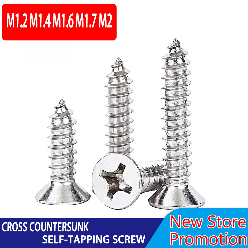 

Phillis Cross Countersunk Head Self Tapping Screw BoltM1 M1.2 M1.4 M1.6 M1.7 M2 304 Stainless Steel Small Self-tapping Screw