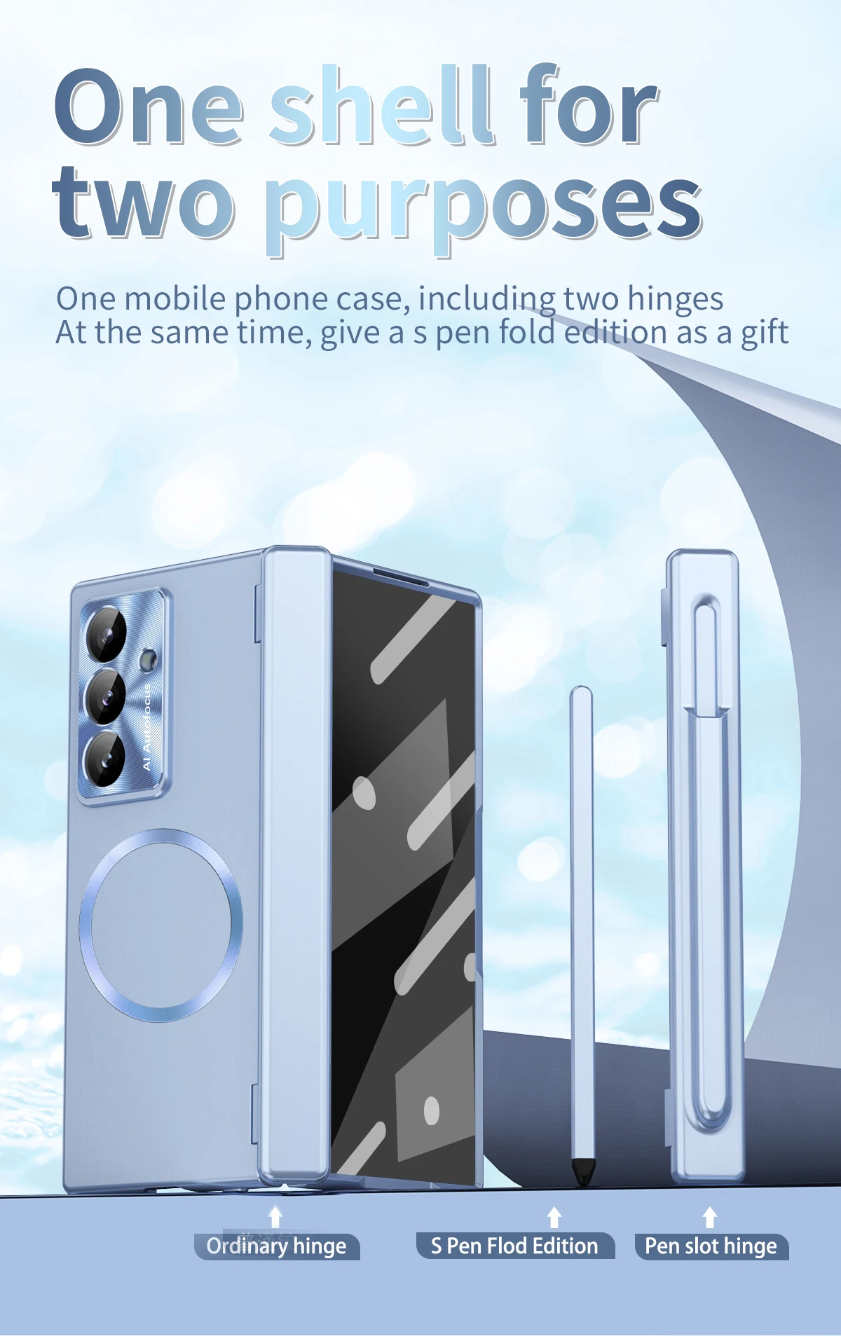 Magnetic Plating Phone Case with S Pen Holder & Stylus for Samsung Galaxy Z Fold 7 6 5G Front Screen Protector Two Hinge Cover | Gaffar India