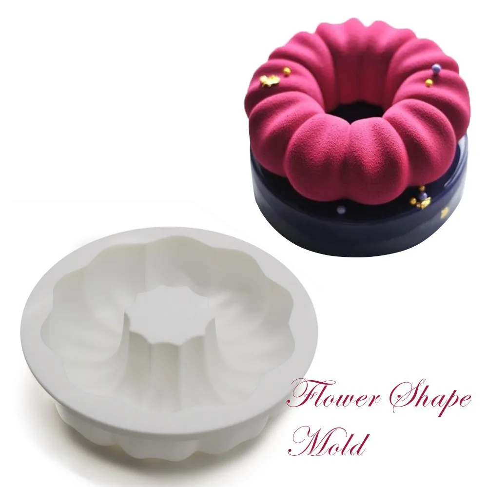 Round Corrugated Big Flower Mousse Cake Mold Taiji Design Silicone Mold for DIY Chocola... - SKU RCMM1913 - UGI Packaging