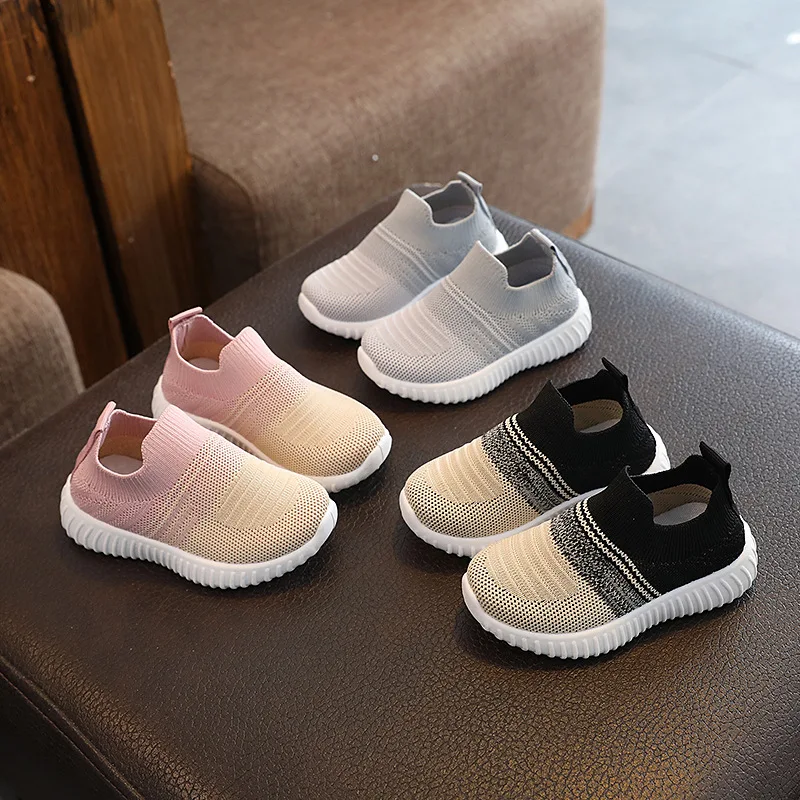 Kids Shoes Stripe Knitted Toddler Baby Sneakers Casual Slip on