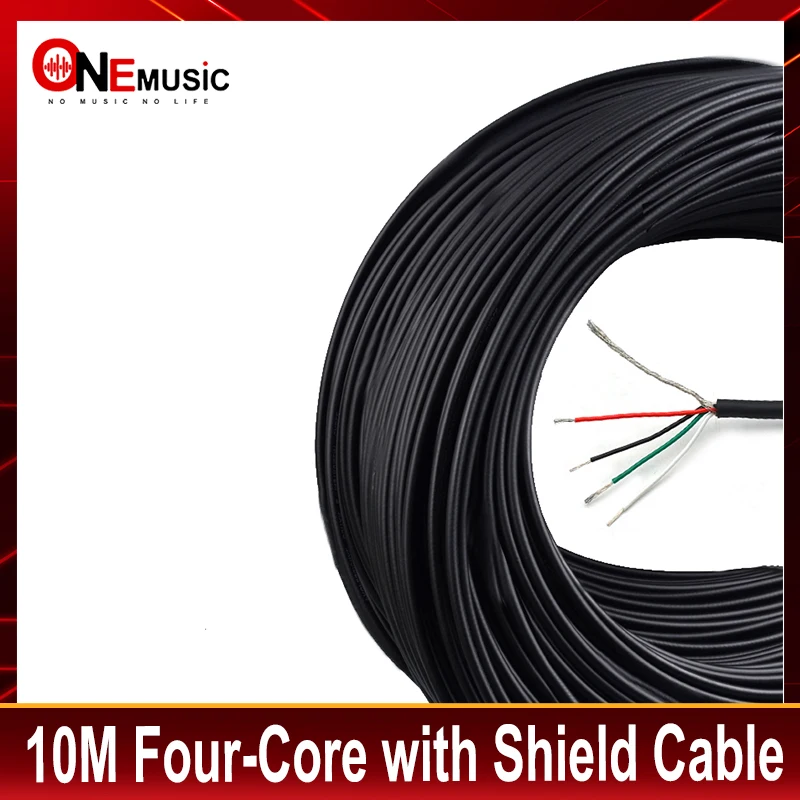 10M Four-Core with Shield Cable for Electric Guitar Pickup Making Humbucker with Coil Spliting Cable Black electric guitar cable