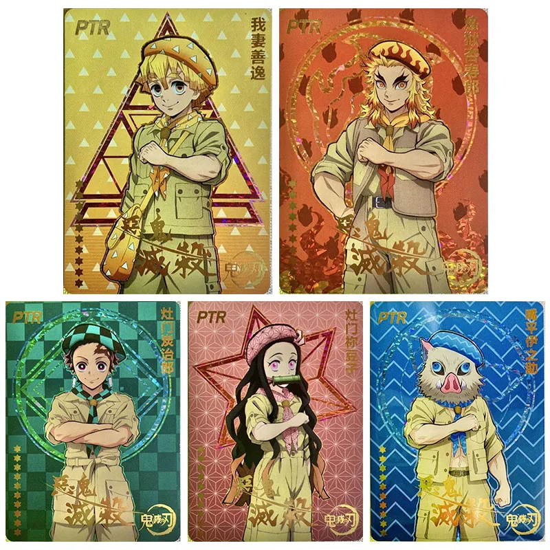 

Anime Demon Slayer Rare Kawaii PTR Flash Card Agatsuma Zenitsu Rengoku Kyoujurou Toys for boys Collection Cards Birthday Gift