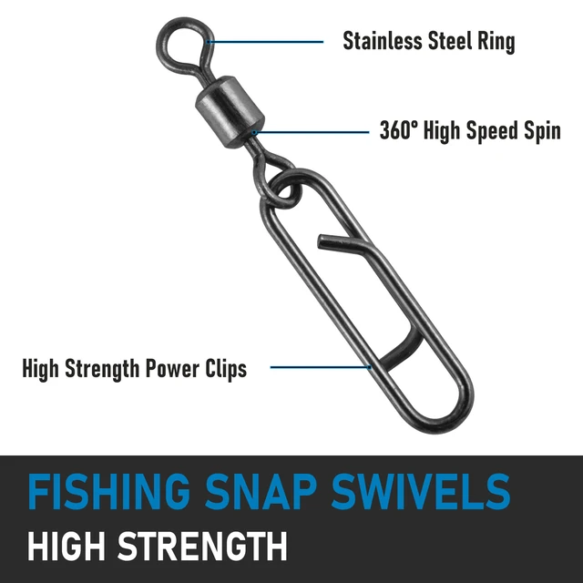 Dr.Fish 20pcs Fishing Power Clips Swivel Barrel Snap Swivel Quick