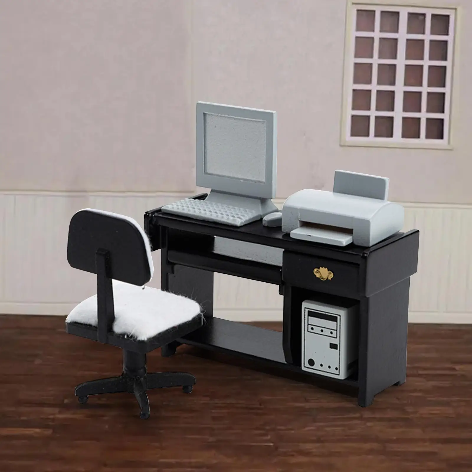 

Miniature Office Chair Set Pretend Toy for 1:12 Scale Life Scene Accessories