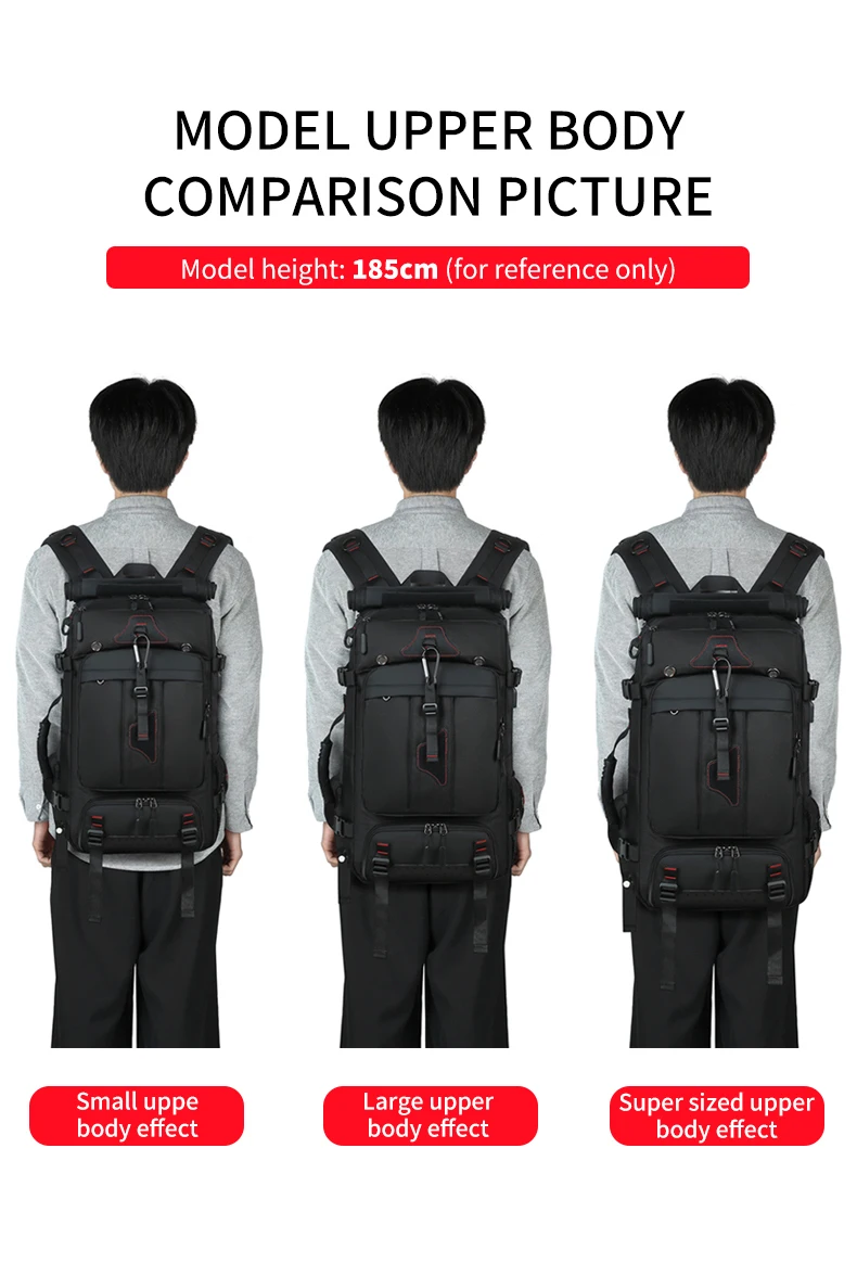 Herren-Rucksack für Reisen mit Großer Kapazität, Business-Reisetasche, Wasserdichter Outdoor-Wanderrucksack, Freizeitrucksack – Detail 4