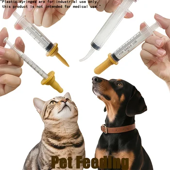 3 sets of pet feeding nipples - including 4 syringes, reusable, suitable for newborn kittens, puppies, rabbits and other animals
