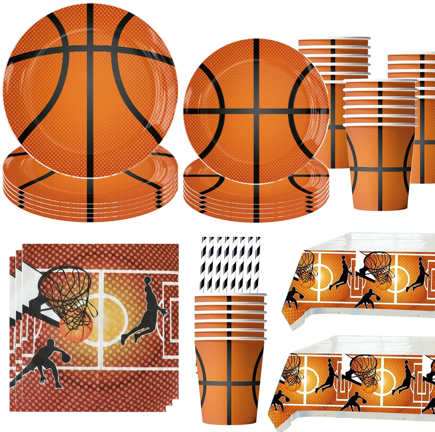 Basketball Birthday Party Decoration Sports Paper Cup Plates Napkin Decor Tableware Backdrops Party Supplies Toys for Boy Gift