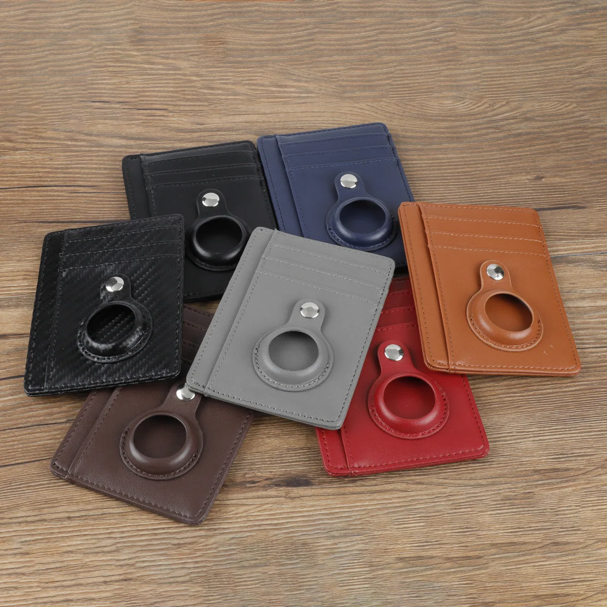Enhanced Leather Slim Minimalist Wallet with AirTag Holder and ID Case