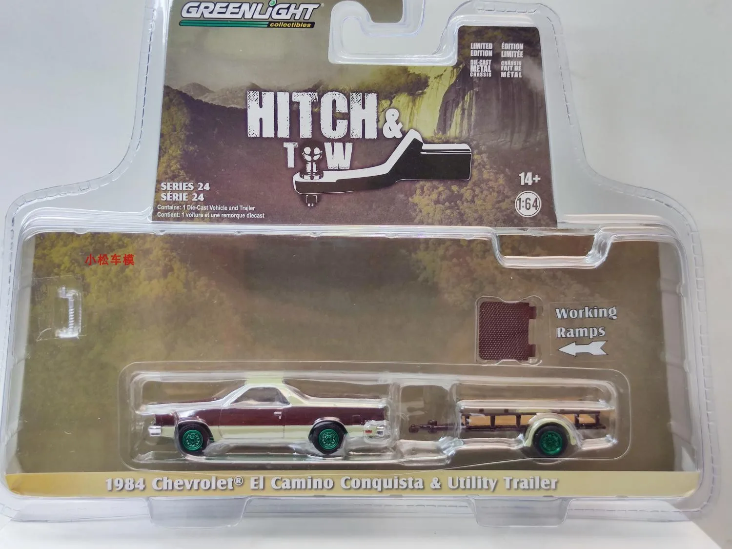 

Nicce 1:64 1984 Chevrolet ElCamino Sport and Trailer Green Edition Collection of Car Models