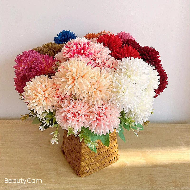 

Artificial Flowers 6 Heads White PINK Silk Hydrangeas Bride Wedding for Decorations Home gifts Bouquet Room Party DIY Decor