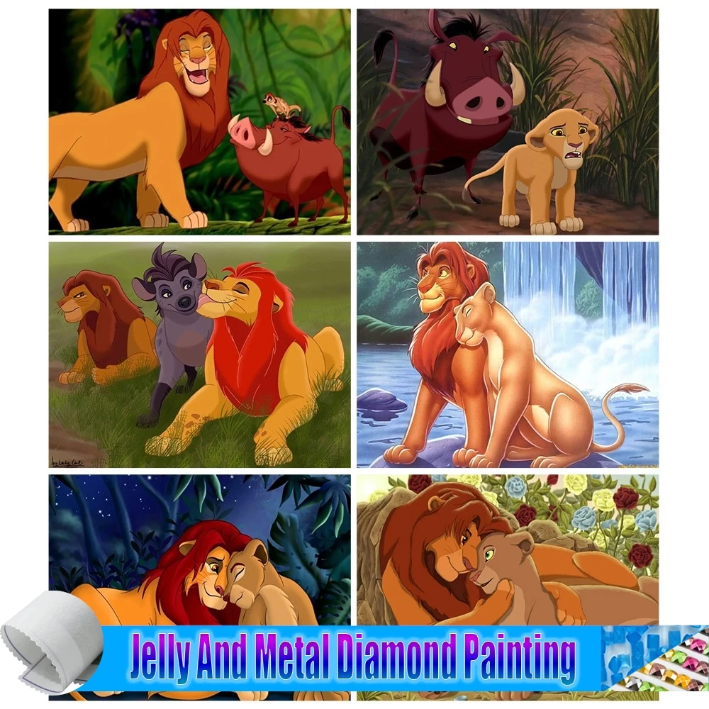 

Drill 5D DIY Jelly And Metal Diamond Painting Cartoon The Lion King Simba 5D Diamond Embroidery Cross Stitch Home Decor Gift