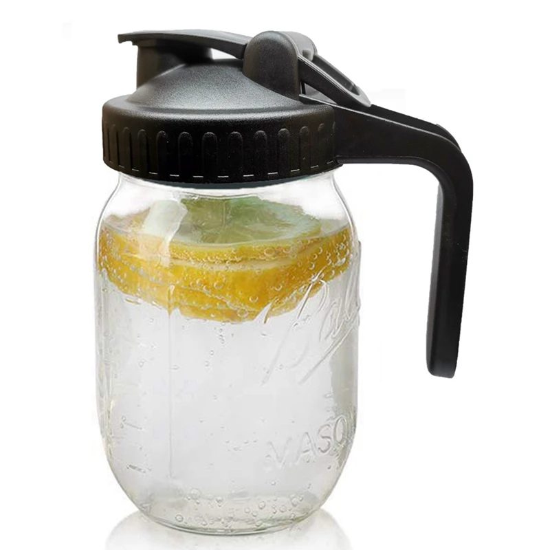 A24F-Jar Lids Wide Mouth,Flip Cap Lid With Handle With Leak-Proof Seal And Easy Pour Spout,Reusable Canning Lids