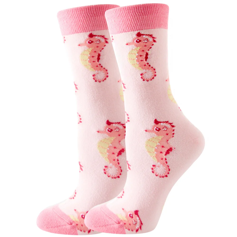 Description Picture 3 of itemWomen Socks Cartoon Animal Cute Printing Kawaii Calcetines Funny Sheep, Rabbit, Hedgehog, Flamingo, Seahorse Colour Socks