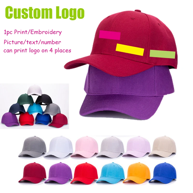 Free Printing Custom Logo Baseball Cap Fashion Men's Women's 6 Panels